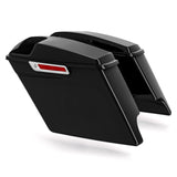 TCMT Glossy Black 4" Extended Stretched Hard Saddlebags 5"x7" CVO Speaker Lids Fit For Harley Touring '14-'23 - TCMT