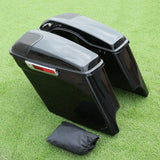 TCMT 4" Extended Stretched Hard Saddlebags 5"x7" CVO Speaker Lids Fit For Harley Touring 2014-2022 Glossy Black - TCMTMOTOR