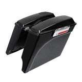 TCMT 4" Extended Stretched Hard Saddlebags 5"x7" CVO Speaker Lids Fit For Harley Touring 1993-2013 Glossy Black - TCMTMOTOR