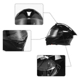 TCMT Vivid Black DOT Full Face Motorcycle Helmet w/Dual Visor Extra Tinted Shield Bluetooth Ready - TCMT