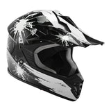 TCMT Youth Kids DOT Motocross Off-Road Helmet Black / White Fireworks - TCMTMOTOR